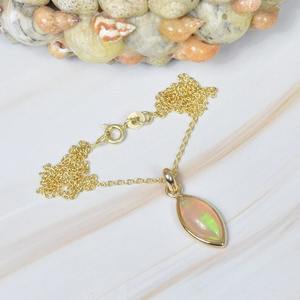 Vente en gros d'opale bleue éthiopienne en argent sterling 925 plaqué or rose pendentif chaîne de pierres précieuses à la mode octobre pierre de naissance naturelle - Product Image 2