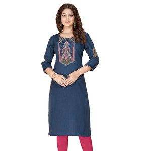 Fancy Heavy Weaving Rayon Multi Color Casual Quick Dry Women's <b>Kurti</b> with Embroidery Work and Hand Work - Product Image 5