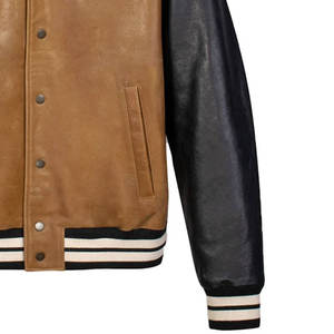 Veste universitaire de haute qualité hommes et femmes Chenille broderie manches en cuir veste universitaire Letterman de Baseball personnalisée - Product Image 4