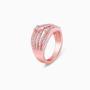 Giva เครื่องประดับอินเทรนด์โรสโกลด์ชุบสแตนเลสผู้เล่นของคู่รักแหวนเพชรตัดวงรีฝัง18K ชุบใหม่แหวนปล่อย - Product Image 2