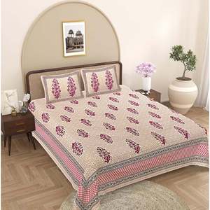 Ensemble de draps en coton 100% rose à fleurs, taille super king, avec 2 taies d'oreiller, 3 pièces, pour usage domestique - Product Image 1