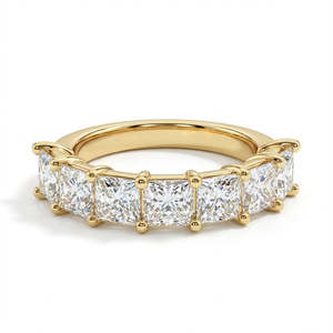 Bague de luxe SHREYA DIAM Classic Seven Stone Princess Cut en diamant de laboratoire, plaqué or 14 carats, pour femme, pour fiançailles - Product Image 1