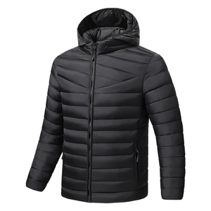 Veste d'hiver matelassée à capuche légère avec logo personnalisé Veste bouffante pour hommes coupe-vent d'extérieur 2025 - Product Image 4