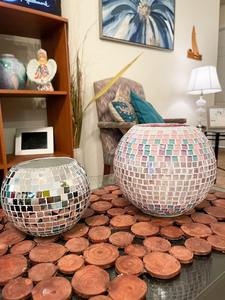 Vela Aromática de Lujo en Frasco de Vidrio con Diseño Moderno de Mosaico Dorado y Naranja, Decoración Navideña para Interiores - Product Image 4