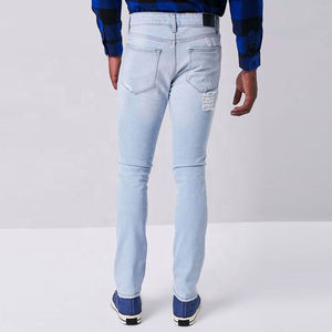 Custom <b>Men</b> <b>Jeans</b> Pants Slim Fit Distressed <b>Jeans</b> Denim Trousers <b>Men</b> Ripped <b>Jeans</b> OEM Design Service Wholesale Rate <b>Cheap</b> Price - Product Image 2