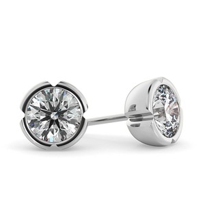Brillantes pendientes de tuerca con corte redondo HER47, diamante cultivado en laboratorio de 0,30 quilates en platino, para compromiso nupcial - Product Image 1