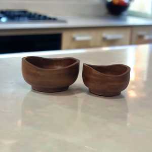 Vajilla de madera de mango artesanal indio de diseño único, bandejas de ensalada de frutas secas naturales, platos decorativos para vacaciones de Navidad - Product Image 5