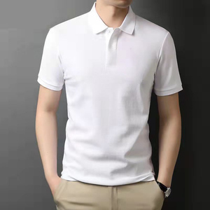 Polo pour homme en couleur unie, logo personnalisé OEM, été, broderie sur le col, tendance, grande taille, chemise vierge pour le commerce extérieur, chaleur - Product Image 4
