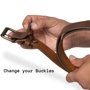 เข็มขัดหนังสำหรับผู้ชายเข็มขัดสีน้ำตาลพร้อมหัวเข็มขัดลอกออกได้ของขวัญคริสต์มาสแบบเต็มตัวทำด้วยมือสำหรับเขา LMB-0025แฟนหนุ่ม - Product Image 2