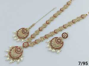 Chandbali Stylish Indian Traditional & <b>Fashionable</b> Gold Plated Fancy Long With Earring Maagtika Necklace Set&<b>Jewellery</b> Set Women - Product Image 2