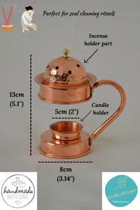 Quemador de incienso de latón con acabado de cobre de tamaño mediano Quemador de metal para interiores y exteriores Diseño elegante Uso en el hogar Tamaño de color personalizado disponible - Product Image 5