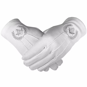 Vente en gros de gants de cérémonie brodés personnalisés pour l'église Gants maçonniques en coton blanc uni Gants de maçonnerie personnalisés - Product Image 6