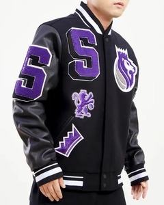 Parche bordado personalizado para hombre, chaquetas universitarias, manga de cuero, cuerpo de lana, logotipo personalizado, chaqueta universitaria de béisbol para hombre - Product Image 2