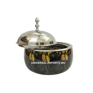 Calentador de alimentos de metal decorativo, cazuela de diseñador hecha a mano de calidad superior, olla caliente de metal elegante clásica - Product Image 5