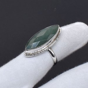 Anillo hecho a mano de Plata de Ley 925, ajuste de bisel de corte Marquesa de fresa verde para mujeres y niñas, ropa de fiesta, regalos de cumpleaños de boda - Product Image 1