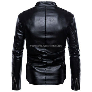 Chaqueta de cuero con logotipo personalizado de alta calidad para hombres Precio de venta al por mayor Ropa Chaqueta de cuero resistente al viento para hombres - Product Image 3