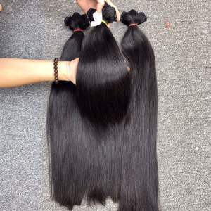 Extensions de cheveux humains 100% Remy vierges, cheveux cambodgiens, lisses, couleur noire naturelle - Product Image 4