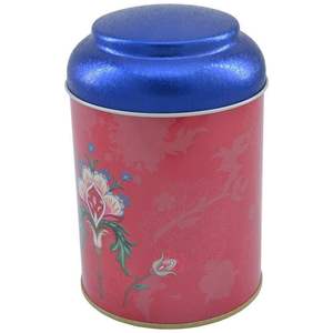 1.2L Fond rouge rond en métal étain Ø 105x150mm avec couvercle dôme pour organisateurs de bijoux - Product Image 2