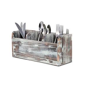 Caddy de madera rústica hecho a mano con compartimentos fuertes, ideal para el almacenamiento de la organización del hogar y el estilo de decoración rústica - Product Image 6