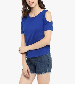 Vente en gros du fabricant de t-shirts à manches courtes en tissu de couleur unie personnalisés pour femmes - Product Image 3