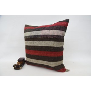 Oreiller patchwork en laine motif tartan multicolore 24x24 pouces Moelleux Vintage Leaves Design Woven Non-Slip Decorative - Product Image 3