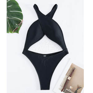 Maillot de bain une pièce pour femmes, monokini, coupe haute, logo sur le devant, matière légère à séchage rapide pour la natation en mer et en piscine - Product Image 6