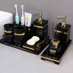 Ensemble de salle de bain de luxe en résine organisateur de vanité contemporaine porte-savon porte-brosse à dents plateau à gobelet salle de bain moderne - Product Image 2