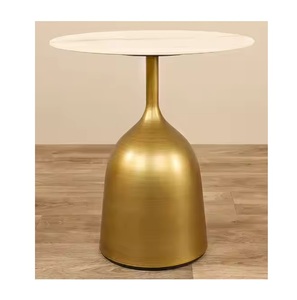 Meubles de table décoratifs de couloir de maison Table basse en métal avec dessus en marbre rond personnalisé pour restaurants appartements villas hôtels - Product Image 1
