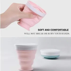Multicolor Silicone Folding Cup <b>Measuring</b> Lines Connective Hand Rope 200ML Resizable Drinkware Travel Camping Hiking Sports - Product Image 5