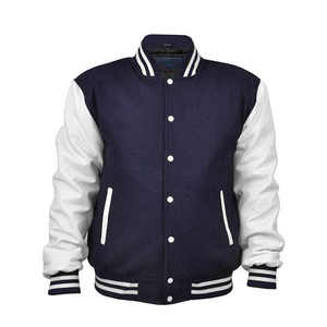 เสื้อแจ็คเก็ตเบสบอลคอตั้งผ้าแคนวาส แขนหนัง ปักโลโก้เชนิลล์แบบกำหนดเอง สำหรับผู้หญิง/ผู้ชาย ใส่กลางแจ้ง - Product Image 3