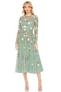 Elegante Vestido de Fiesta Largo de Lentejuelas y Cuentas, Sin Mangas, Corte Trompeta/Sirena, con Diseño Floral de Licra - Product Image 5