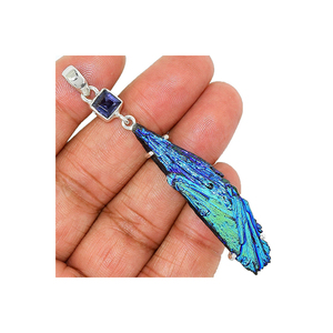 925 argent Sterling déclaration pendentif bijoux arc-en-ciel Aura Kyanite & Iolite pierres précieuses broche ensemble pendentif bijoux en gros ODM OEM - Product Image 3