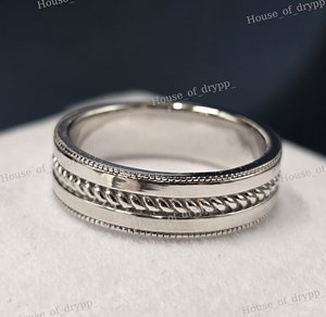 925 Sterling <b>Silver</b> <b>Spinner</b> <b>Ring</b> Minimalist Band <b>Ring</b> Rope <b>Ring</b> Unisex Wedding Band Fashion Everyday Jewelry Gift - Product Image 2