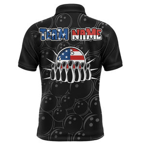 Polo de bowling sportif pour homme, imprimé sur mesure, de qualité supérieure, en tissu tricoté 100 % polyester, imperméable et à séchage rapide - Product Image 2