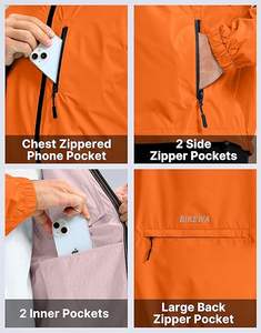 Wholesale Designer Men's Long Hooded Stand Front Vintage Winter Outdoor Windbreaker Jacket Lightweight Windproof Waterproof - Product Image 5