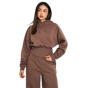 Vente en gros de pulls classiques à capuche pour femmes, sweat-shirt décontracté à manches longues en coton et molleton de couleur unie avec capuche - Product Image 1