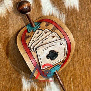 New American Western Style Genuine Leather Women <b>Barrette</b> <b>Hair</b> Clips Tooled Hand Painted High Quality Vintage <b>Hair</b> Stick - Product Image 1