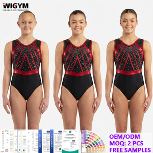 Girls Sleeveless Gymnastics Leotard OEM Custom Rhinestone Holographic Four-Way Stretch Gradient Low MOQ Fast Delivery Factory - Product Image 1