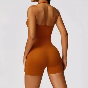 Mono Deportivo Corto Ajustado de Yoga con Tirantes para Mujer, Venta al por Mayor Personalizada, para Gimnasio, Fitness y Uso al Aire Libre - Product Image 5