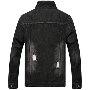 Longue veste d'hiver en denim uni pour hommes sur mesure 100% coton couleur noire extensible avec coupe confortable - Product Image 5