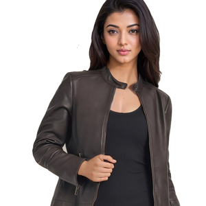 Chaqueta de piel auténtica personalizada para Mujer | Prendas de abrigo elegantes ajustadas para Mujer | Fábrica de proveedores al por mayor OEM ODM - Product Image 2