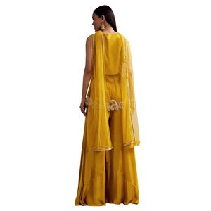 Filet de moutarde Palazzo costume avec moti et coupe Dana Work vente en gros vêtements ethniques pour femmes OEM usine de vêtements fournisseur en vrac mode - Product Image 5