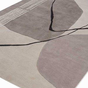 Tapis en laine abstrait minimaliste fait à la main gris beige noir tapis tufté cadeau de vacances - Product Image 4