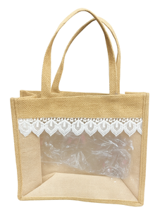 Vintage <b>Jute</b> Luggage Bag Rectangle Shape with Retro Style - Product Image 3