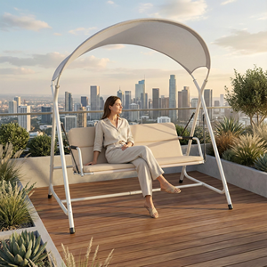 Sedia a Dondolo Doppia Moderna da Esterno <span class=keywords><strong>in</strong></span> <span class=keywords><strong>Tessuto</strong></span> Impermeabile per Patio, Giardino, Cortile, Parco, Seduta per Due Persone - Product Image 1