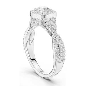 Bague Halo en Diamant de Laboratoire Rond Coussin de 1,27 CT pour Femme, Clarté VVS-VS EF, Or 18KT, 14KT, 10KT et Argent 925, Rose, Jaune - Product Image 5