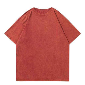 Camiseta de manga corta en blanco informal personalizada de peso pesado de alta calidad de gran tamaño 100% algodón Vintage lavado con ácido para hombres - Product Image 2