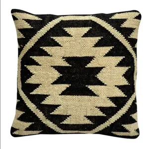 Indian Wholesale Boho Hand Woven Kilim 100% Wool Jute 18x18inch Vintage Knitted Pillow Farmhouse Embroidered Cushion Covers Set