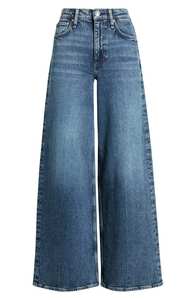 กางเกงผู้หญิงขาสั้นขาบานผ้ายีนส์สีน้ำเงินสไตล์วินเทจทรงสลิมฟิต - Product Image 5