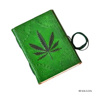 Leaf Embossed Green Leather Journal Handmade Journal Made of Handmade Woodfree Paper Antique Handmade Flower Mix Papers - Product Image 2